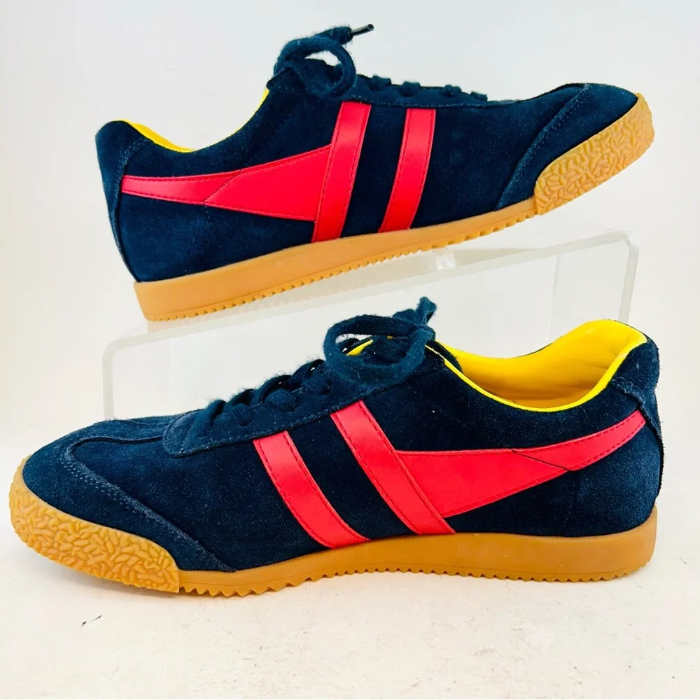 Gola Navy Suede Red Leather Wingflash Harrier Lace Up Retro Sneakers, size 38 7 - Picture 5 of 12